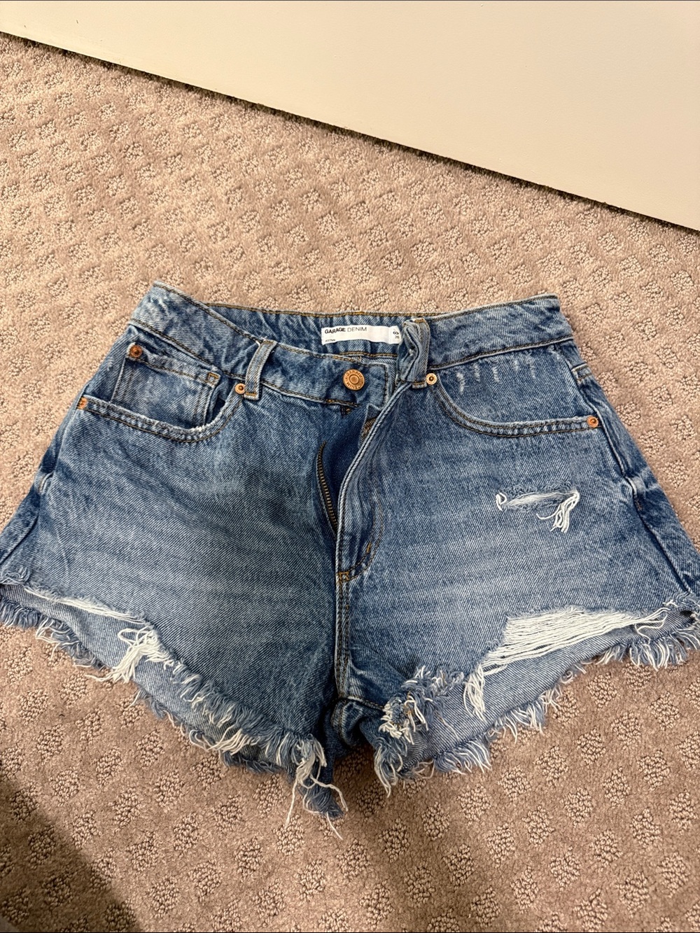 Garage Distressed Denim Jean Shorts - Blue